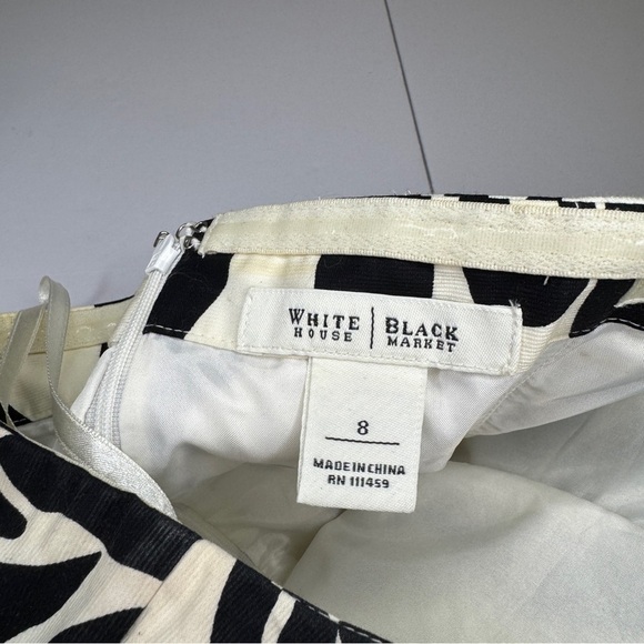 White House Black Market Strapless Dress Size 8 | Black & White Floral Print - Picture 5 of 11